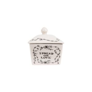 3R Studios 4 oz. White and Black Stoneware Butter Dish with Lid