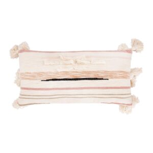 3R Studios Pink and Brown Striped Kilim Lumber 28 in. x 14 in. Throw Pillow