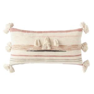 3R Studios Pink and Brown Striped Kilim Lumber 28 in. x 14 in. Throw Pillow
