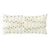 3R Studios White with Green Accents Handwoven Lumbar 36 in. x 16 in. Throw Pillow