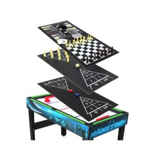 Sunnydaze Indoor Multi-Game Table with Billiards, Push Hockey, Foosball, Ping Pong, Shuffleboard, Chess, Cards, Checkers, Bowling, and Backgammon