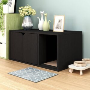 Way Basics Eco Cat Litter Box Enclosure - Black Wood Grain