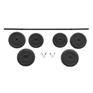 Everyday Essentials Steel Barbell and Vinyl Coated Weight Lifting Set with Spring Clip Collars, 100 Pounds, Workout Equipment for Home Gym and Office
