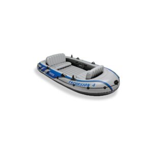 Intex Excursion 4 Inflatable Raft Set w/ 2 Transom Mount 8 Speed Trolling Motors