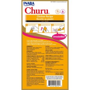 Inaba Churu Grain Free Grilled Food Topper Chicken Recipe Cat Treat - 0.5oz/32ct Pack