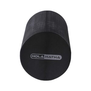 HolaHatha Portable Solid High Density EVA Foam Roller for Deep Tissue Back Massage, Calf Therapy, Glute Massaging, Back Pain, and Leg Recovery, Black