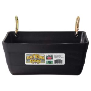 Little Giant FF11RED 4.5 Quart Heavy Duty Plastic Feed Trough Bucket Fence Feeder with Clips for Livestock & Pets, Black