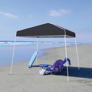 Z-Shade 10 x 10 Foot Angled Leg Instant Shade Outdoor Canopy Tent Portable Shelter with Durable Steel Frame and Carrying Bag, Black