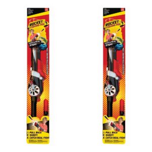 Goliath Outdoor Sports Kids Rocket Fishing Pole Rod and Reel Combo with 30 Foot Tangle Free Line and Safety Bobber for Children Ages 8 and Up (2 Pack)