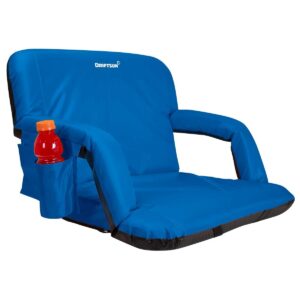 Driftsun Universal Wide Deluxe 25 Inch Width Folding Stadium Reclining Bleacher Seat Chair with Back Support for Sporting Events, Blue