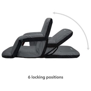 Driftsun Universal Wide Deluxe 25 Inch Width Folding Stadium Reclining Bleacher Seat Chair with Back Support for Sporting Events, Gray