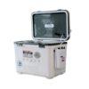 Engel 30 Quart Portable Insulated Live Bait Fishing Dry Box 48 Can Hard Airtight Cooler with Water Speed Aerator Pump and Removable Pull Net, White