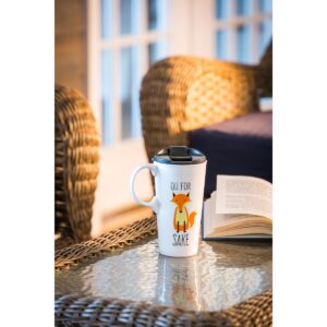 Evergreen Ceramic Travel Mug 17oz. Fox Sake