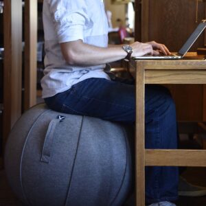 Vivora Luno MAX Classic Series 75 Cm Circumference Luxury Felt Sitting and Fitness Ball Chair with Handle, Anthracite
