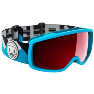 Flaxta FX809003100ONE Candy Junior Kids' Ski Snowboard Winter Sports Goggles with Anti-Fog and Ant-Scratch Lenses, Blue with Red Lenses