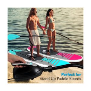 SereneLife SLPUMP20 Electric 110W 12Volt Compact Portable Quick Air Inflator Deflator for SUP Paddleboards, Inflatables, and Watersports, Black