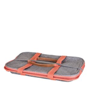 CleverMade Premium LUXE Insulated Collapsible Grocery 32qt Shopping Bag Tote with Zippered Lid and Shoulder Strap - Heather Gray/Coral