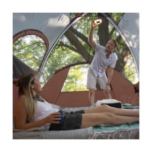 CORE Extended Dome Tent 16 x 9 Foot 9 Person Camping Tent with Air Vents, Red