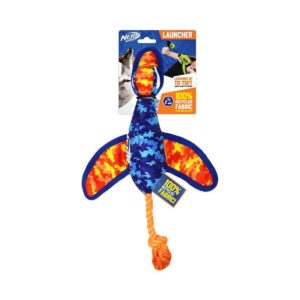 NERF Nylon Digital Camo Crinkle Wing Launching Duck Dog Toy - Orange/Blue - 16.5"