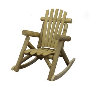 Lakeland Mills Country White Cedar Wood Log Outdoor Porch Patio Rocking Chair Furniture, Natural