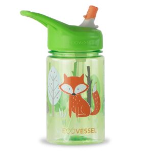 EcoVessel 12oz BPA-Free Reusable Plastic Kids' Water Bottle with Straw - Fox