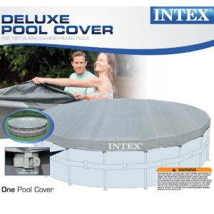 Intex 28041E UV Resistant Deluxe Debris Pool Cover for 18-Foot Intex Ultra Frame Round Above Ground Swimming Pools with Drain Holes
