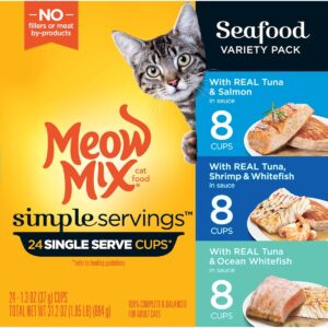Meow Mix Simple Servings Seafood In Sauce Wet Cat Food - 1.3oz/24ct Variety Pack