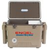 Engel 30-Quart 48 Can Portable Leak-Proof Compact Lightweight Insulated Airtight Hard Drybox Cooler with 4 Rod Holders for Fishing, and Camping, Tan