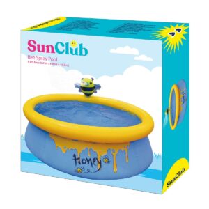 JLeisure Sun Club 12010 5 Foot x 16.5 Inch 1 to 2 Person Capacity Bee Spray 3D Above Ground Kid Inflatable Outdoor Backyard Swimming Pool, Blue