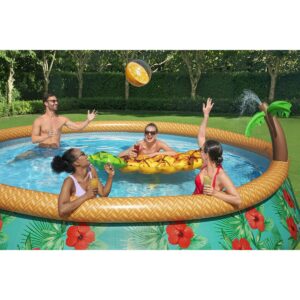 Bestway 57415E 15 Foot x 33 Inch Fast Set Paradise Palms Inflatable Above Ground Backyard Swimming Pool Set with Filter Pump and Cartridge