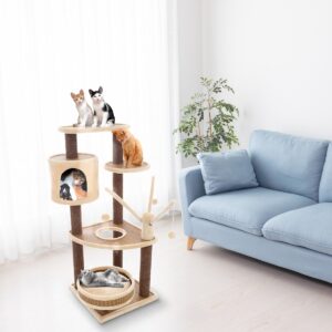 Pet Pal 6-Tier Cat Tree Tower with Cat Bed, Brown