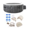 Intex 28439E Greywood Deluxe 4 Person Inflatable Hot Tub w/ LED Light Bundled w/ Type S1 Pool Filters, Attachable Cup Holder, & Inflatable Headrest