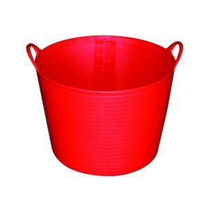 Little Giant FT11RED 11-Gallon Heavy-Duty Farm Bucket Rubber Flex Tub with Handles, Red