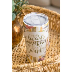 Evergreen Cypress Home Double Wall Ceramic Companion Cup with Tritan Lid, 13 OZ, Autumn Leaves