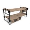 Disc-O-Bed Youth Kid-O-Bunk 2 Person Bench Bunked Double Camping Bunk Bed Cot with 2 Side Organizers, Tan
