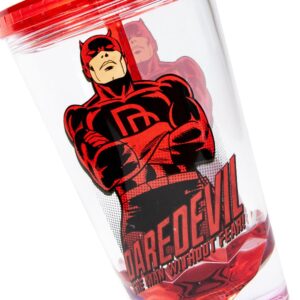 Just Funky OFFICIAL Daredevil Tumbler With Straw | Feat. Dardevil's Hero Pose | Holds 18 OZ