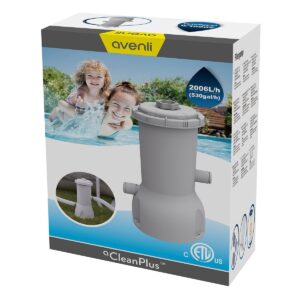 JLeisure Avenli Clean Plus 1000 GPH GFCI Above Ground Swimming Pool Filter Cartridge Pump with 32 mm Hoses for Pools Up To 5,100 Gallons