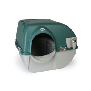 Omega Paw VM-RA15-1-PR Premium Roll N Clean Plastic Self Cleaning Enclosed Cat Kitten Self Separating Litter Box, Forest Green
