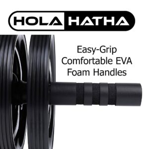 HolaHatha Exercise Fitness Abdominal Core Building Workout Double Non Slip Ab Roller Wheel Equipment w/ Foam Grips for Home Gym, Ab Strength & Toning