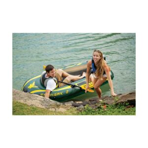 Intex Seahawk 2 Inflatable 2 Person Floating Boat Raft Set with Oars & Air Pump
