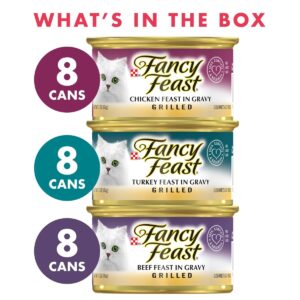 Purina Fancy Feast Grilled Gourmet Wet Cat Food Poultry & Beef Collection - 3oz/24ct Variety Pack