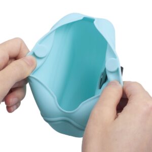 Silicone Dog Treat Snack Pouch Pet Food Container Training Waist Bag with Belt Clip, Blue