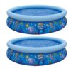 JLeisure Sun Club 17788 6.75 Foot x 18.5 Inch 2 to 3 Person Capacity Sea World 3D Above Ground Kid Inflatable Outdoor Backyard Pool, Blue (2 Pack)