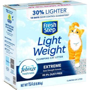 Fresh Step Lightweight Extreme Scented Litter with the Power of Febreze Clumping Cat Litter- 15.4lb