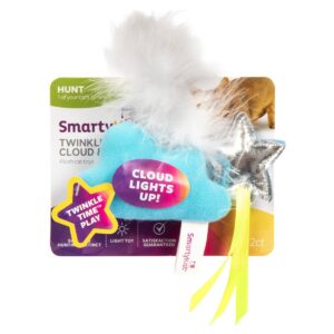 SmartyKat Twinkle Time Cloud & Star Electronic Light Up Plush Cat Toy - 2pk