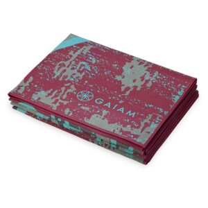 Gaiam Printed Foldable Yoga Mat - Maroon (2mm)