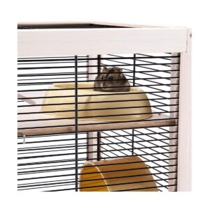 Ferplast Cavie Guinea Pig Cage 57026517US1 HAMSTERVILLE Sturdy Wooden Home Habitat and Cage with Exercise Wheel, Water Bottle, Food Dish, and Hide-Out