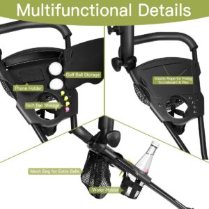 Costway Foldable 3 Wheel Golf Pull Push Cart Trolley Scorecard Drink Holder Mesh Bag
