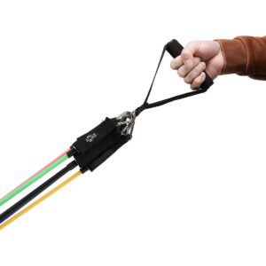 HolaHatha Resistance Band Workout Set Up to 110 Pounds Max with 5 Bands, 2 Padded Handles, 2 Ankle Straps, Door Anchors and Carry Bag