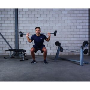 MX Select MX80 Rapid Change Home Fitness Weight Barbell System with Straight Bar, EZ Curl Bar, Weight Plates, and Storage Rack